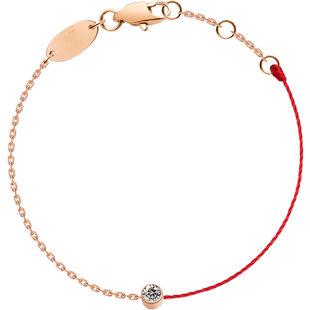 兔年本命年时尚单钻细红绳手链女款手绳生肖属兔镀18K玫瑰金饰品
