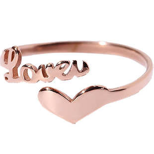 小众设计韩版时尚镀18K玫瑰金开口love系列戒指女小指尾戒饰饰品