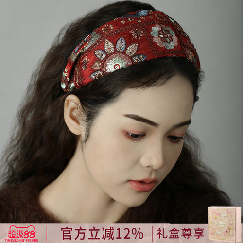 Becomi设计师民族风刺绣花朵发箍