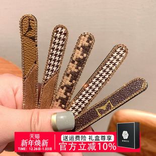 复古咖色时尚 秋冬气质前额碎发鸭嘴夹刘海夹子头饰大号 风发夹女款