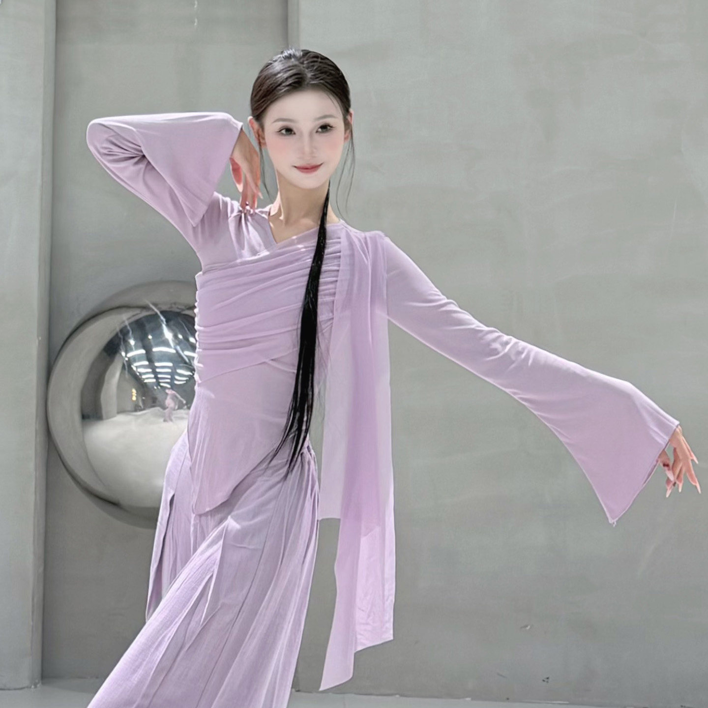 古典舞喇叭袖上衣紫色舞蹈服冬季中国舞飘逸纱衣女身韵练功服艺考,运动/瑜伽/健身/球迷用品,古典舞服,淘宝优惠券,粉丝福利购,淘宝优惠卷