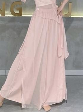 古典舞纱裤飘逸仙气夏季中国舞练功裤宽松演出服开叉舞蹈裤现代舞