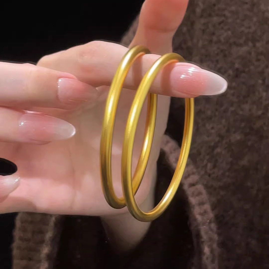 新款仿黄金手镯沙金999古法传承纯实心足素圈镯子仿真手饰不掉色