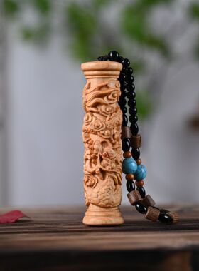 盘龙柱手把件实木雕刻降龙棍子柏木蟠龙木雕生肖龙家居工艺品