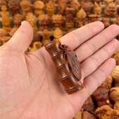 实木雕刻金蝉知了一鸣惊人柏木手把件知足常乐文玩节节登高摆件