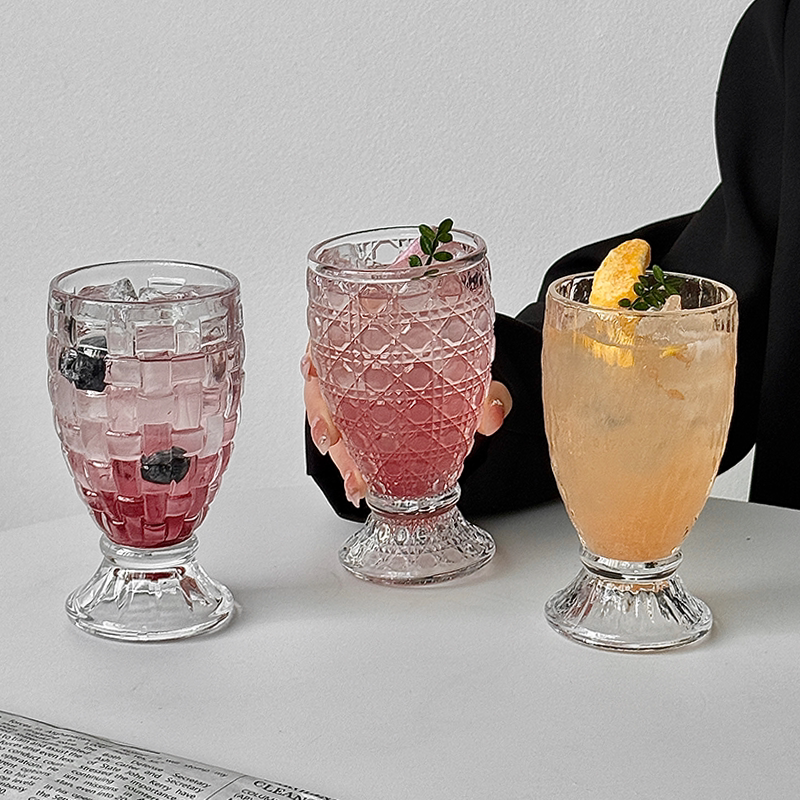 浮雕手工刻花水杯果汁杯鸡尾酒杯