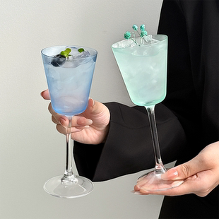 高级感微醺鸡尾酒杯香槟杯特调甜酒杯果汁杯高脚玻璃杯 薄荷海盐