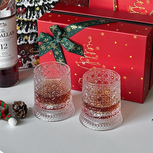 高级感圣诞套装轻奢礼盒麦卡伦旋转威士忌酒杯洋酒杯玻璃杯送礼杯