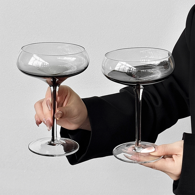 玻璃家用圆肚甜品高脚杯鸡尾酒杯
