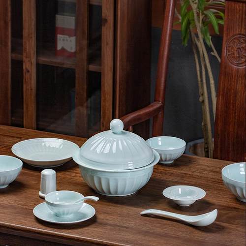 景德镇青瓷家用欧式浮雕罗马套装