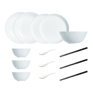 乐美雅晶钻白玉餐具14件套 V9055