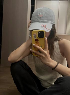 软顶日系可爱帽子女款2025新款夏爱心蝴蝶结棒球帽时尚潮流鸭舌帽