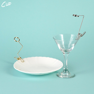 创意酒吧特调火焰鸡尾酒装饰夹蛋卷夹高脚玻璃杯夹网红分子料理夹