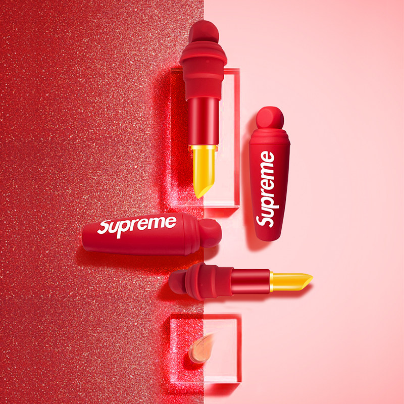 现货 supreme水润温变口红联名口红软化唇纹显白护唇保湿滋润口红