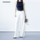 防透简约通勤阔腿白色休闲牛仔裤 twosweet 垂坠 抗皱 魔力白牛