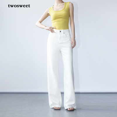 夏季薄版天丝莱赛尔白色牛仔裤女