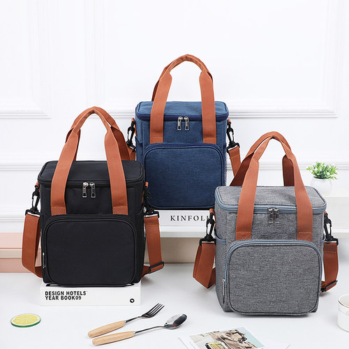 便携式保温包加高大容量手提斜挎双用午餐包休闲简约风多色可选