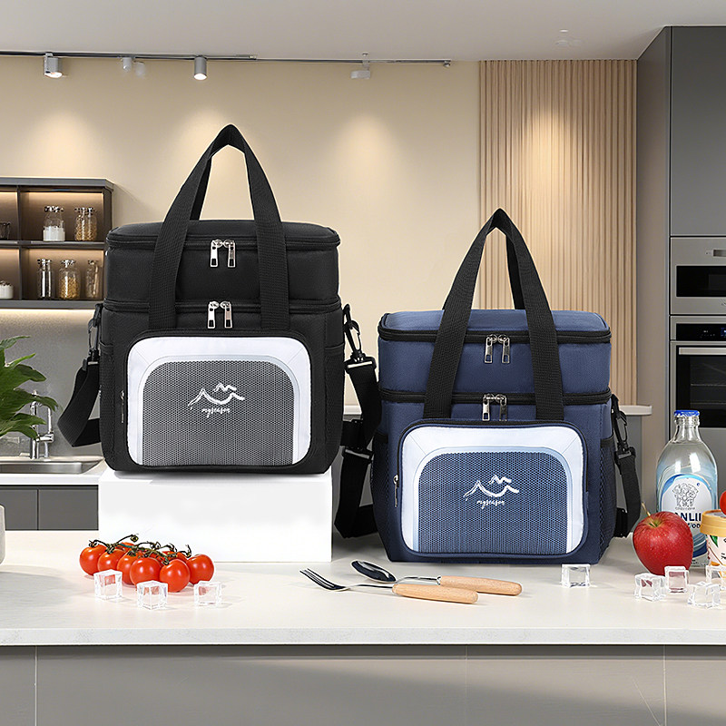 斜挎双层保温包大容量铝箔防污