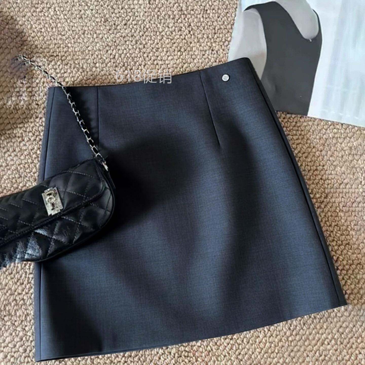韩系简约灰色西装A字半身裙女高腰修身短裙百搭包臀裙显瘦裙裤