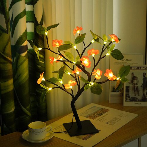 LED桃花树枝灯USB客厅氛围小夜灯