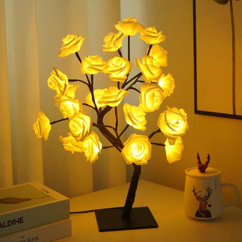 LED仿真玫瑰花装饰氛围小夜灯