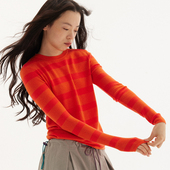 597c原创套头毛衣宽松慵懒女条纹针织上衣通勤穿搭新款 秋冬 长袖