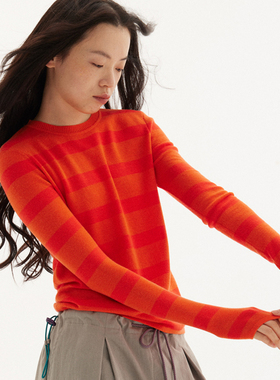 597c原创套头毛衣宽松慵懒女条纹针织上衣通勤穿搭新款长袖秋冬