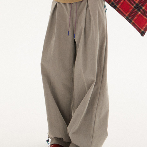 597c抽绳工装伞裤复古直筒长裤