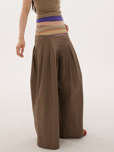 597c百褶长裤垂感拖地裤