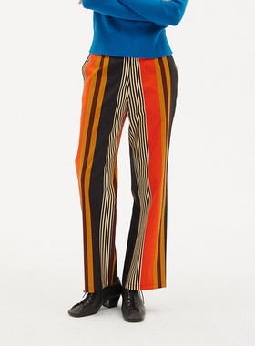 597c原创小众条纹裤子新款春季低腰直筒修身显瘦宽松女长裤垂感