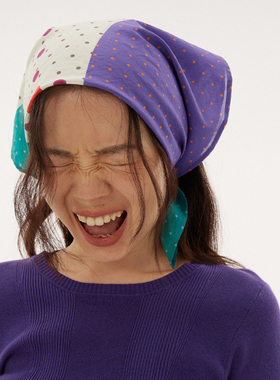 597c原创印花方巾女纯棉薄款显白夏季头戴方巾抹胸多功能日常搭配