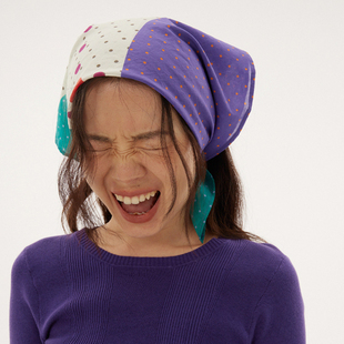 597c原创印花方巾女纯棉薄款 头戴方巾抹胸多功能日常搭配 显白夏季