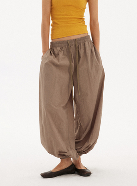 597c原创降落伞气球裤松紧腰宽松夏季长裤简约垮裤垂坠感防晒凉感