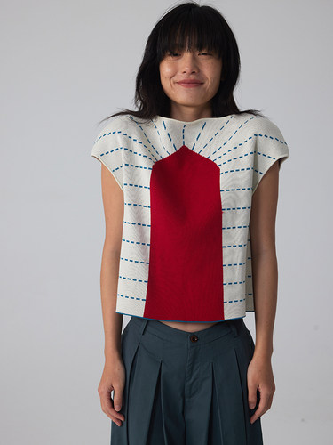 597c设计感撞色短款叠搭背心