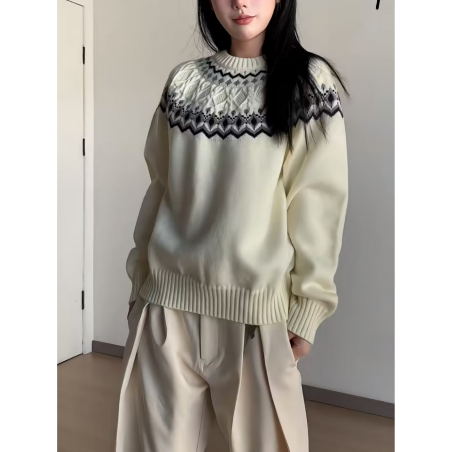 StaytheNight圆领舒适插肩毛衣