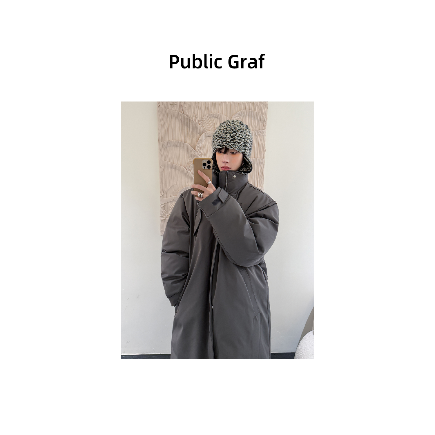 高林凡 冬季立领防风加厚保暖基础款韩系纯色宽松百搭中长款棉服