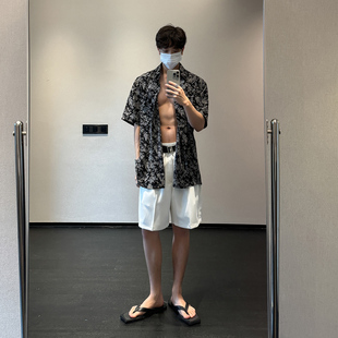 潮流宽松休闲款 衬衫 百搭情侣衬衣 花卉满印vintage短袖 高林凡