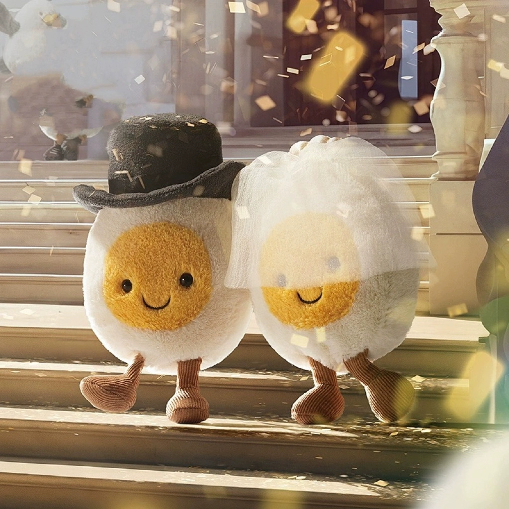英国Jellycat趣味新郎新娘水煮蛋毛绒玩具安抚玩偶公仔新婚礼物