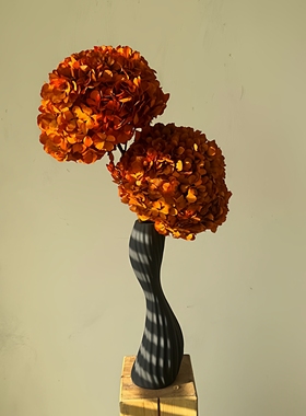 【橙色永生大叶绣球】单拍花客厅茶几台面温馨精致永生花束花艺桌