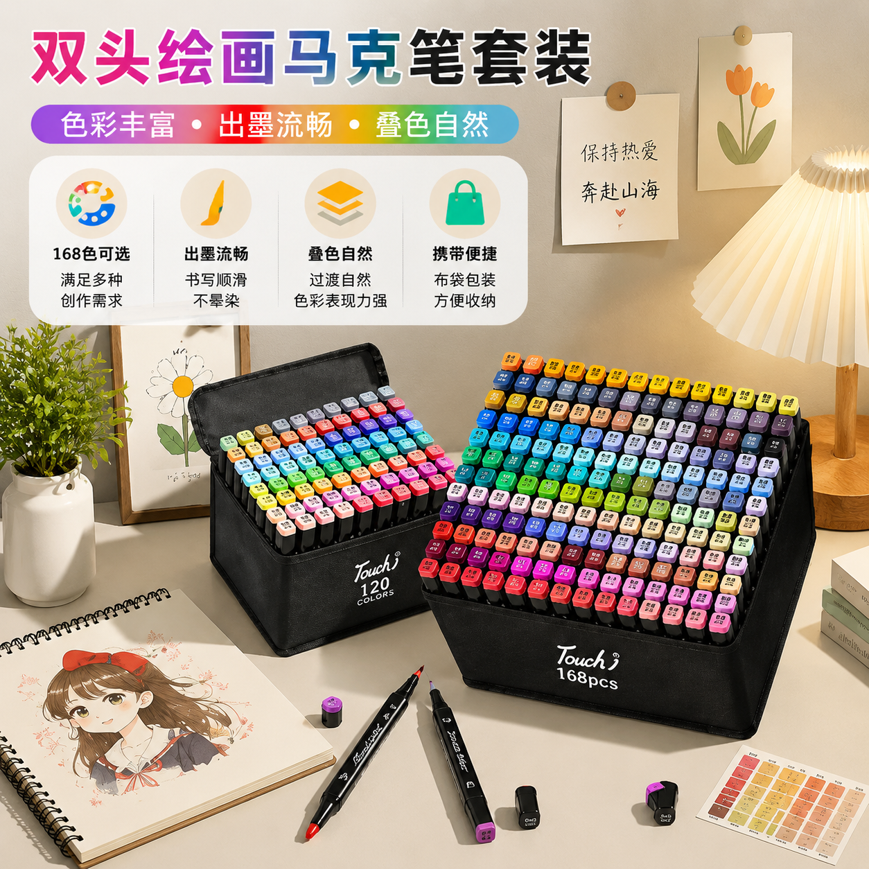 Touch马克笔油性小学生美术专用