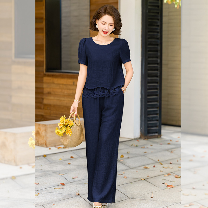 2026新款妈妈夏装休闲运动套装中老年女夏季短袖卫衣阔腿裤两件套