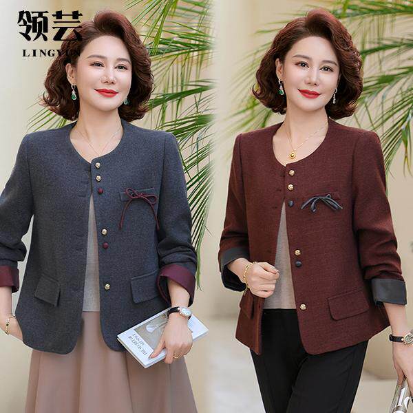 妈妈春装小香风外套2025新款洋气圆领上衣气质中年女装春秋季夹克