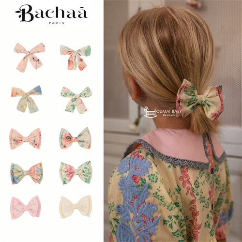 Bachaa26春夏新款宝宝女小童甜美双层拼色蝴蝶结发卡发夹头饰夹子