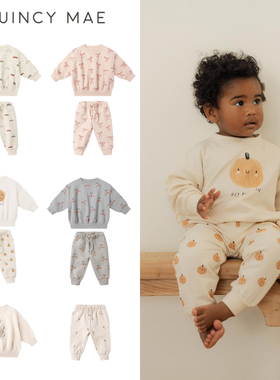 Quincy Mae25秋冬款宝宝男女儿童休闲卡通圆领上衣卫衣卫裤长裤7