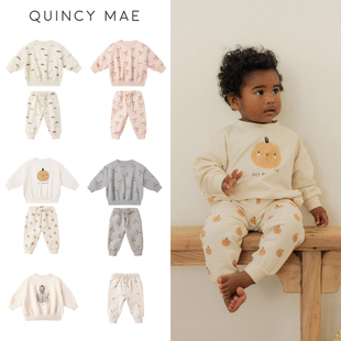 Quincy Mae25秋冬款宝宝男女儿童休闲卡通圆领上衣卫衣卫裤长裤7
