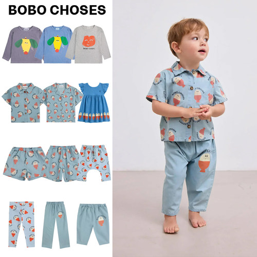Bobo choses25新款宝宝儿童短袖T恤开衫衬衫短裤百搭长裤连衣裙4Z