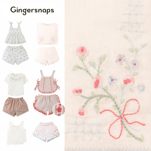 gingersnaps26春夏新款婴儿宝宝女孩时尚吊带背心上衣短袖T恤短裤