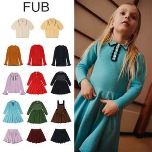 FUB25秋冬新款小宝宝女孩儿童长袖针织裙子短袖上衣长袖毛衣半裙