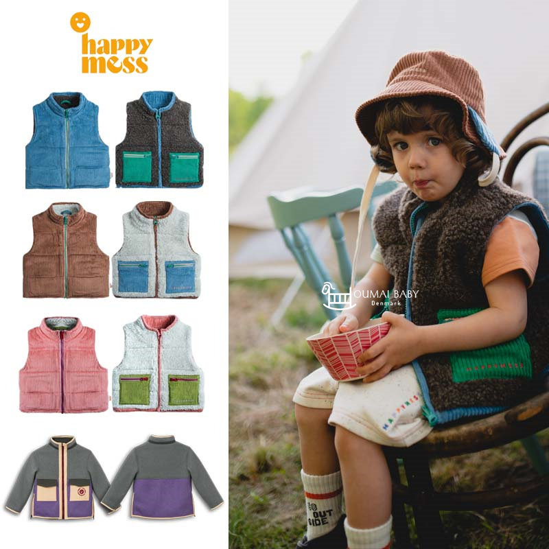 Happymess24秋冬新款宝宝男女儿童厚马甲背心摇粒绒外套夹克服5
