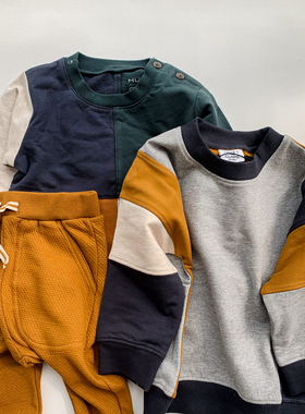 hust claire秋冬婴儿宝宝男女童圆领连帽卫衣卫裤长袖T恤裤子3Z